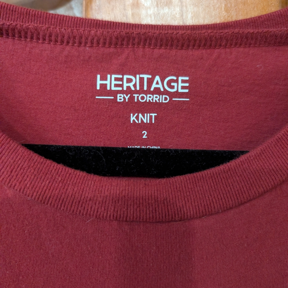 Torrid Maroon Muscle Tee with Floral Design - Picture 4 of 4